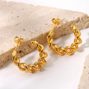 Thick Gold Twist Hoops